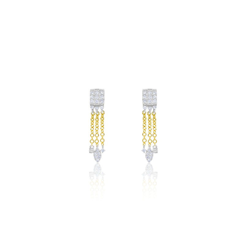 Two Toned Gold and Diamond Drop Earrings