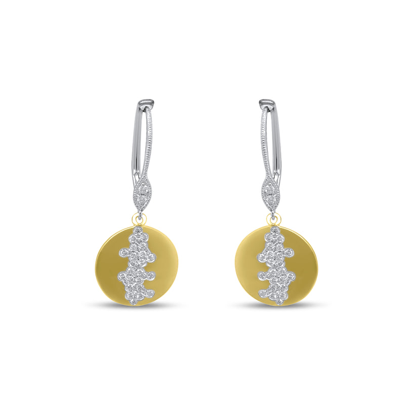 Yellow Gold Scattered Diamond Disk Earrings