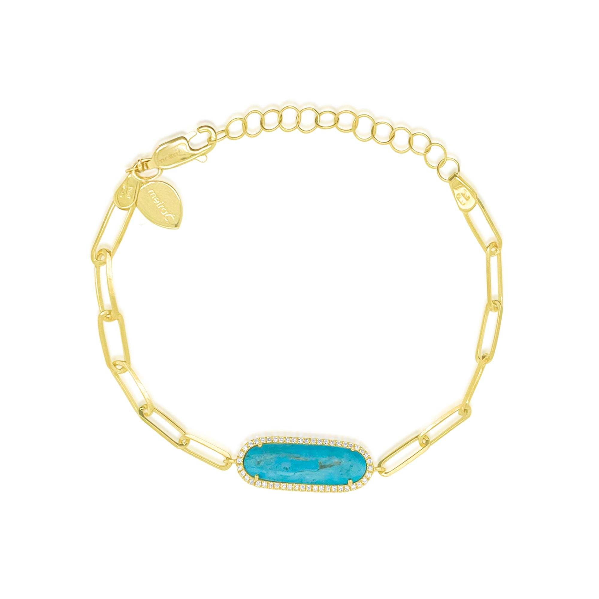 14k Yellow Gold Turquoise Paperclip Bracelet – Meira T Boutique
