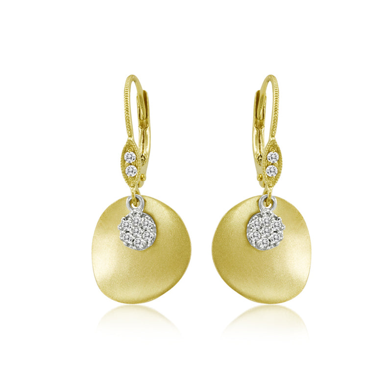 White and Yellow Gold Earrings with Pave Charms