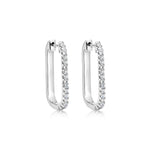 White Gold and Diamond Rectangle Hoops