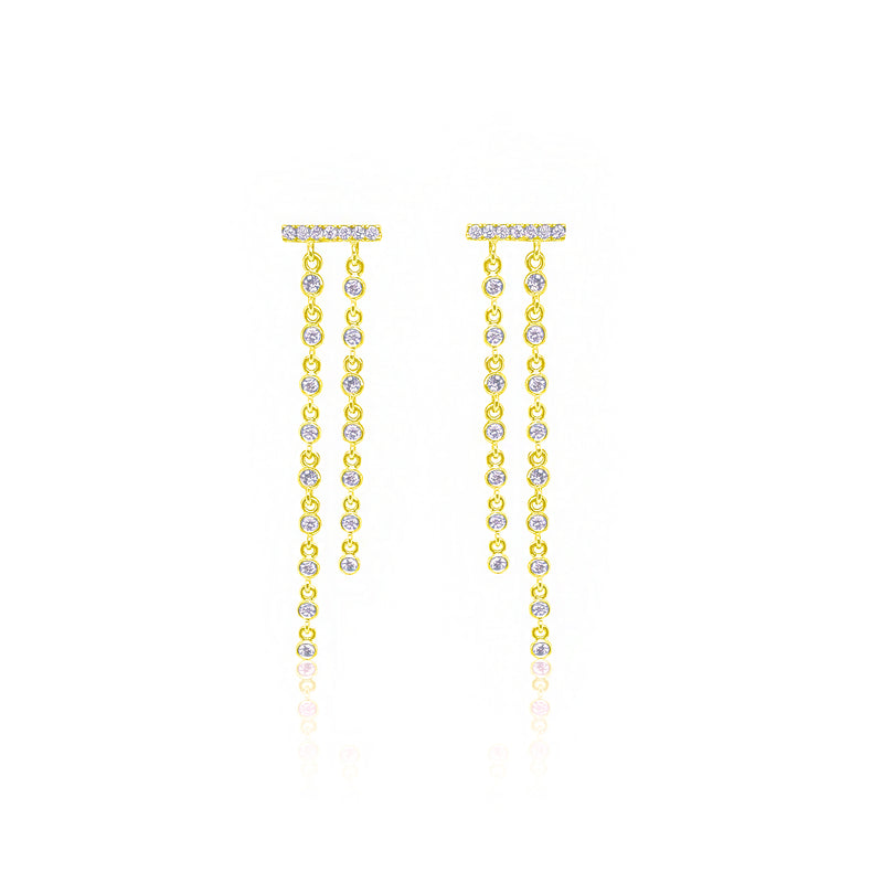 Yellow Gold Diamond Fringe Earrings