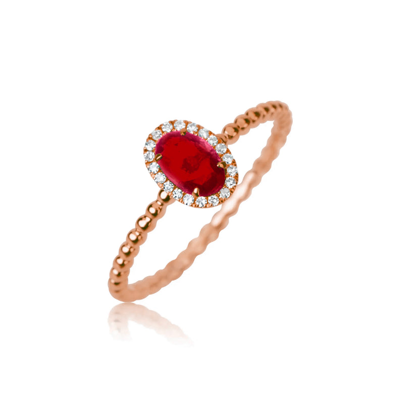 Rose Gold Spot Band Ruby Ring