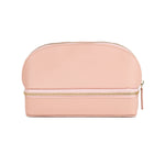 Meira T Pink Leather Makeup and Jewelry Travel Bag