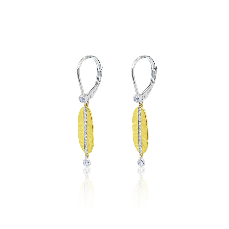 Yellow Gold Leaf Diamond Earrings