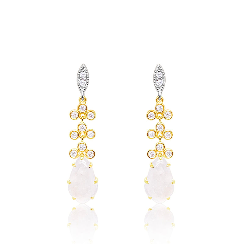 Yellow Gold Moonstone and Diamond Earrings