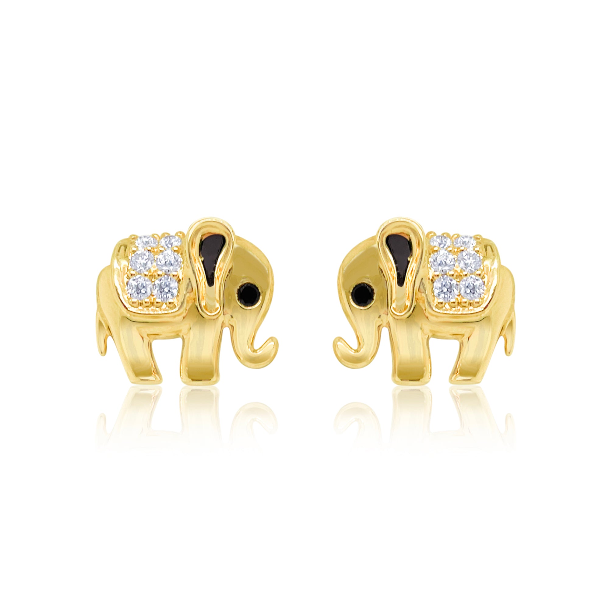 Elephant Black Diamond Stud Earrings