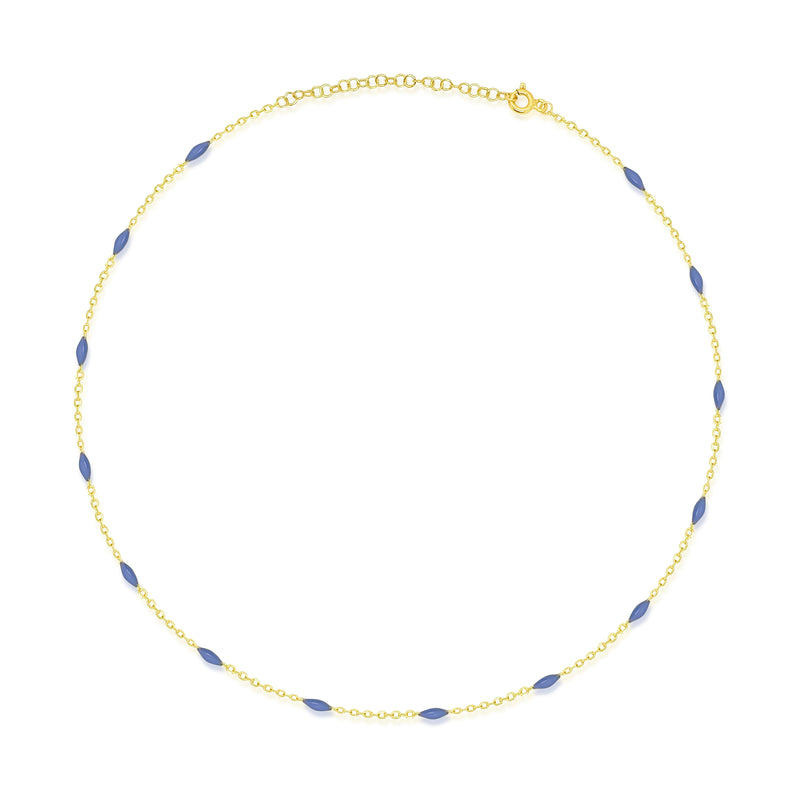 Violet Enamel Spot and Gold Plated Layering Chain