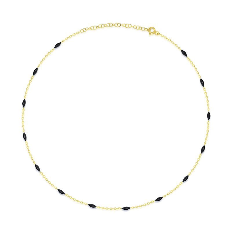 Black Enamel Spot and Gold Plated Layering Chain