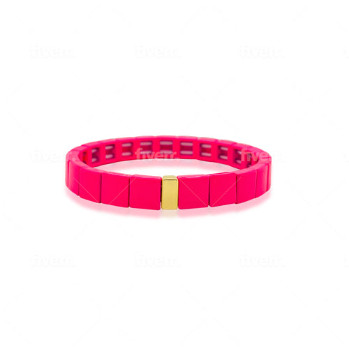 Stretchy Neon Pink Beach Bracelet
