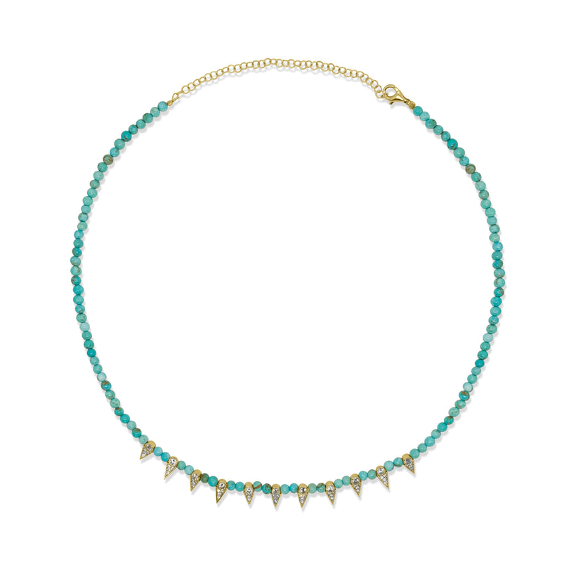 Turquoise Bead Necklace with Edge Accent