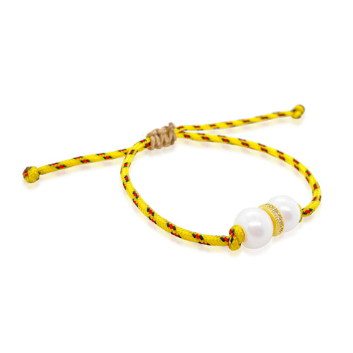 Yellow Double Pearl Parachute Bracelet