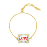 Yellow Gold Plated and CZ Square Love Bracelet