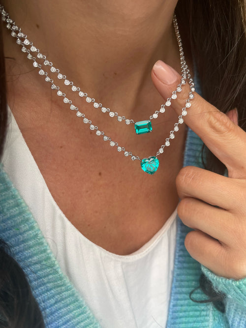 White Gold Lab Grown Paraiba Heart Necklace