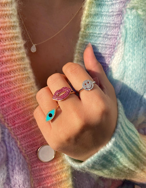 Rose Gold Ruby Lips Ring