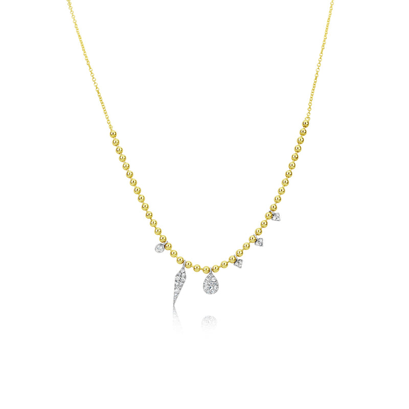 Yellow Gold Ball Chain Charm Necklace