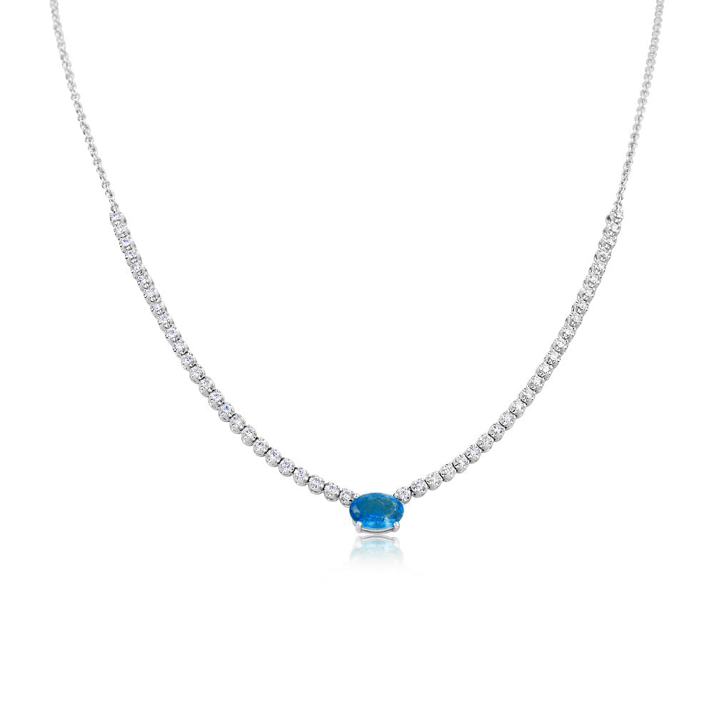 Blue Sapphire and Diamond Tennis Choker1