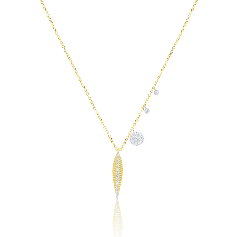 Yellow Gold Diamond Feather Necklace