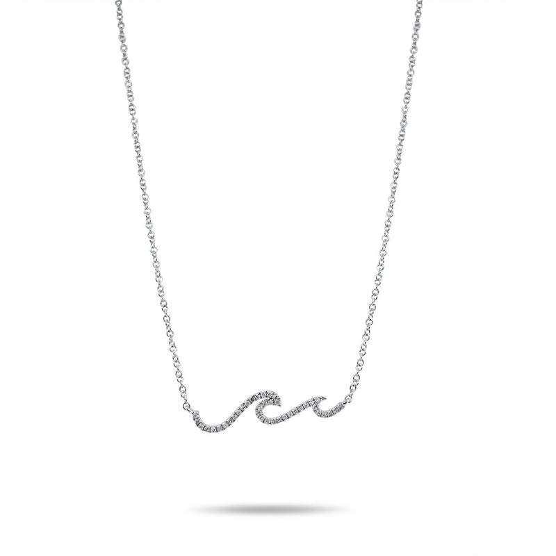 White Gold Diamond Mini Wave Necklace