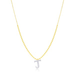 Yellow Gold Ball Chain Initial Necklace