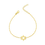 Paperclip Chain Dainty Gold Plated Jewish Star of David Bracelet