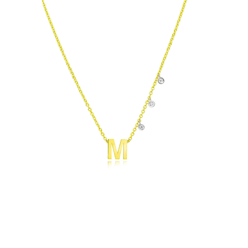 Gold Initial Necklace With Diamond Charms