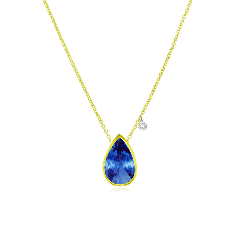 September Birthstone | Blue Sapphire Pear Necklace