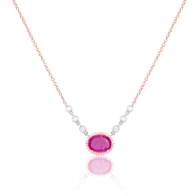 Rose Gold Diamond and Pink Sapphire Necklace