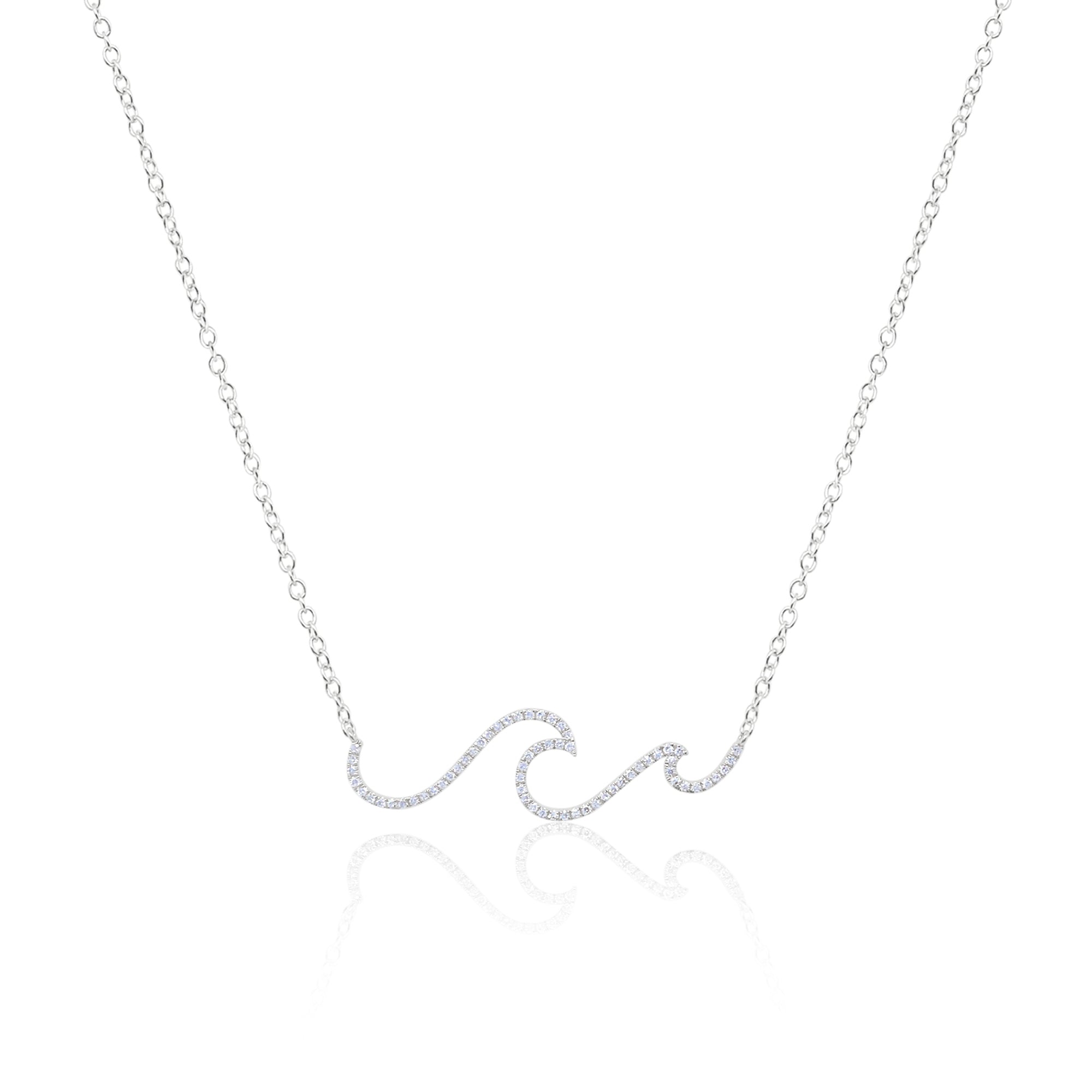White Gold Diamond Wave Necklace – Meira T Boutique