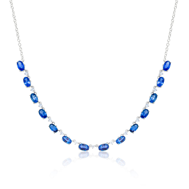 White Gold and Blue Sapphire Necklace