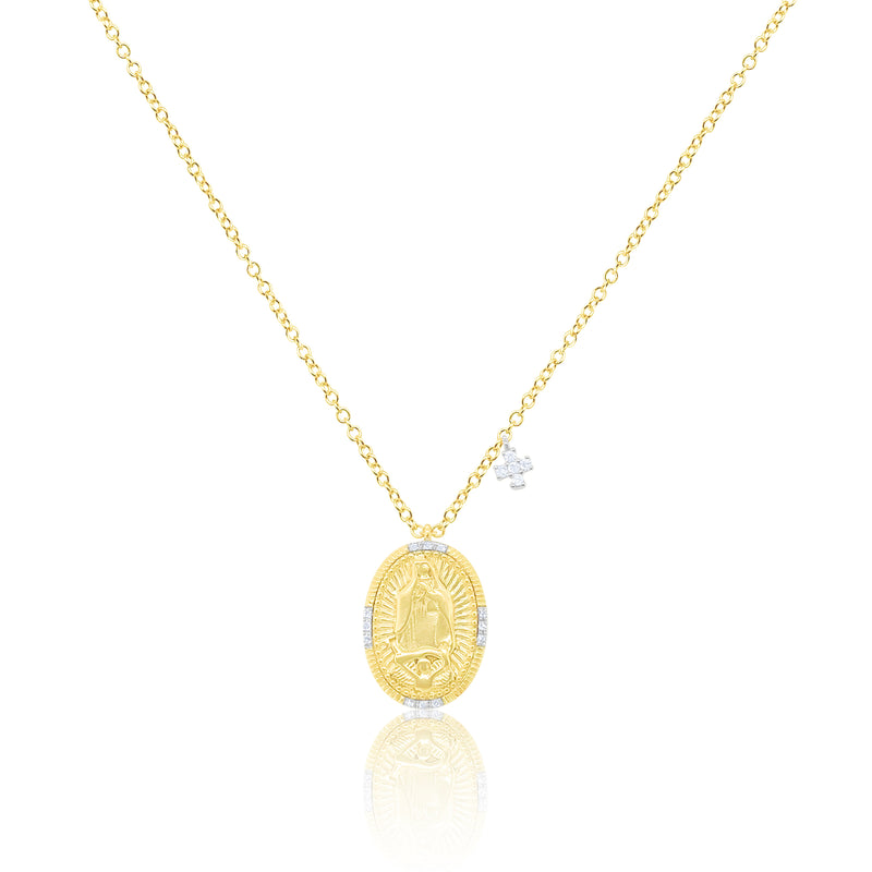 Yellow Gold Guadeloupe Necklace Diamond Cross accent