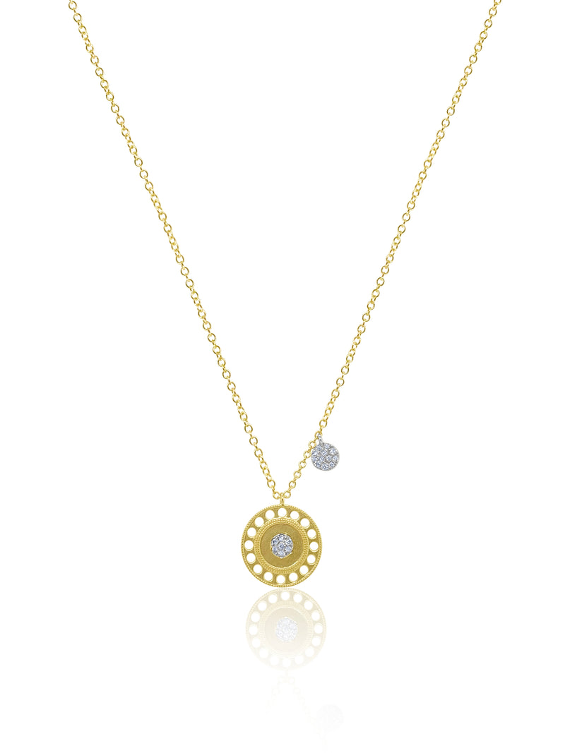 Yellow Gold Diamond Wheel Necklace