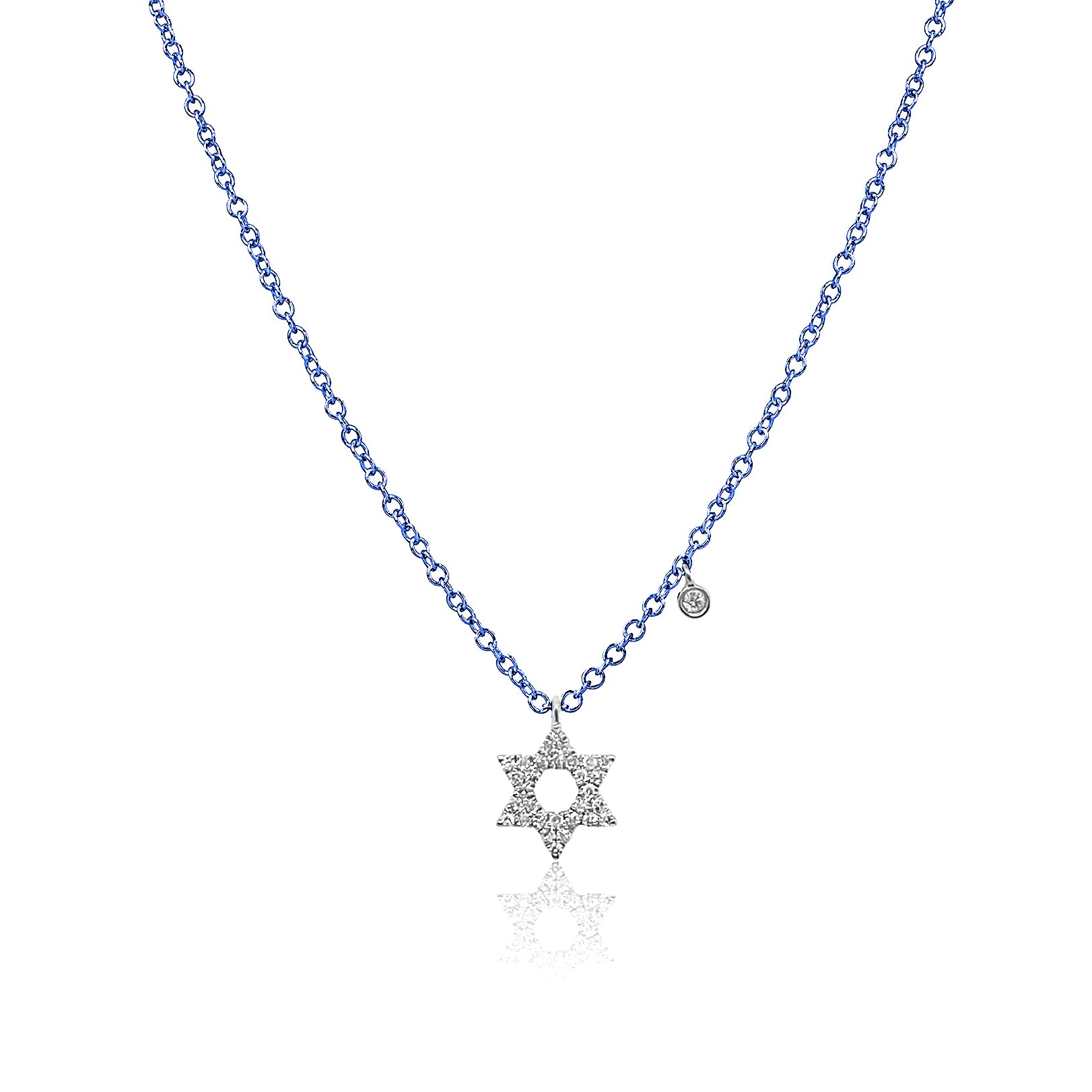 Galactic Blue Star of David Diamond Charm Necklace – Meira T Boutique