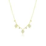 Yellow Gold And Diamond Trio Leaf Necklace