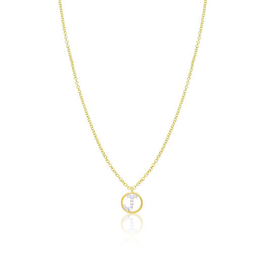 Dainty Yellow Gold Diamond Initials Necklace- LETTER A, LETTER J, LETTER M