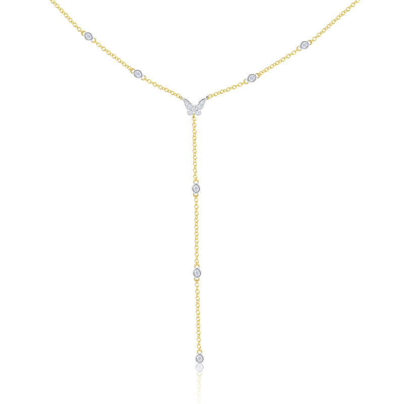 Yellow Gold and Diamond Butterfly Lariat