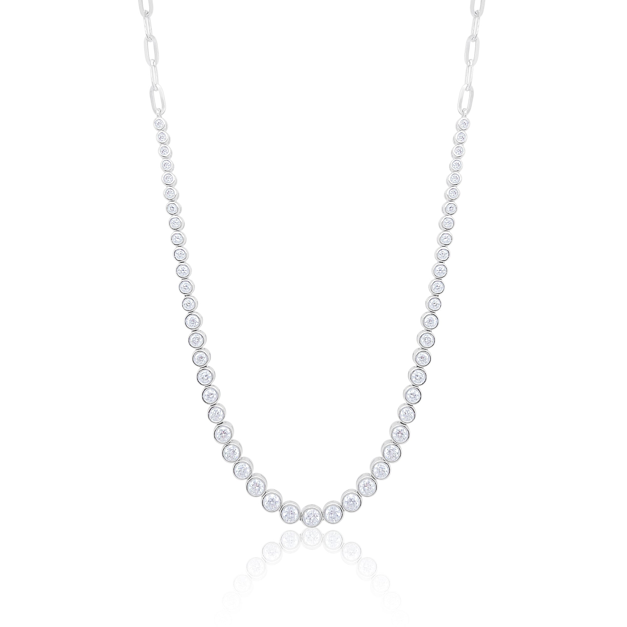 2 carat Bezel Set White Gold Tennis Necklace – Meira T Boutique