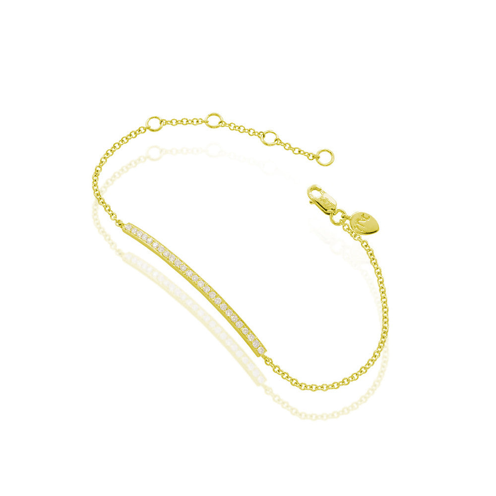 Yellow Gold Diamond Bar Chain Bracelet