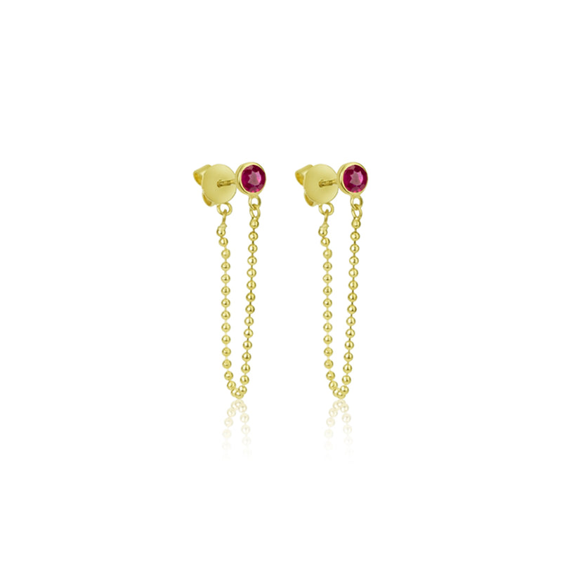 Ruby Yellow Gold Threader Earrings