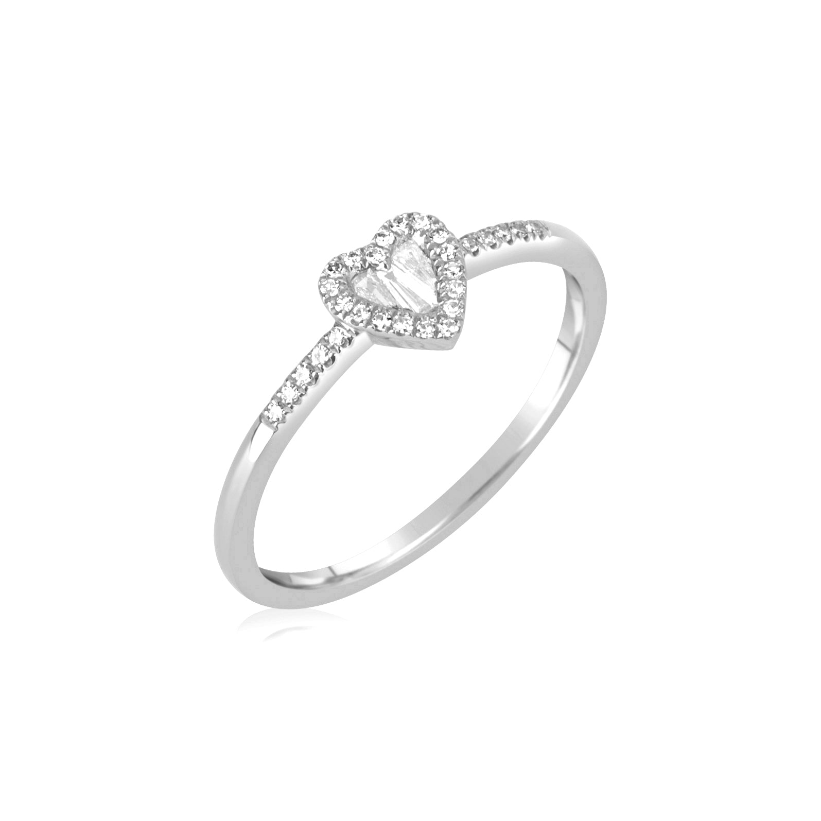 Heart shaped diamond deals ring with baguettes
