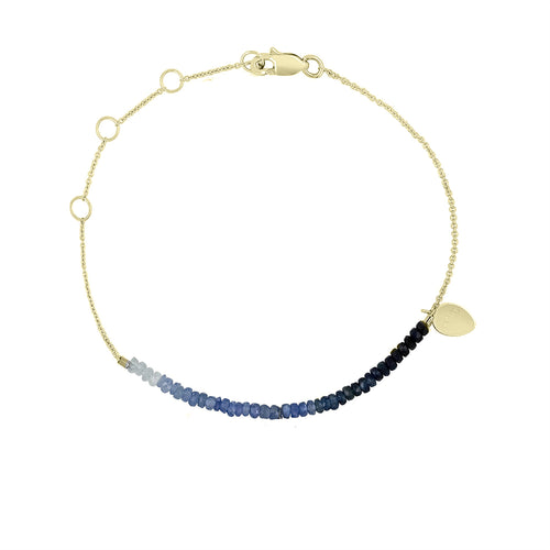 yellow gold and blue sapphire beaded bracelet