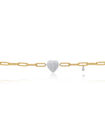 Chunky Diamond Heart Paperclip Bracelet