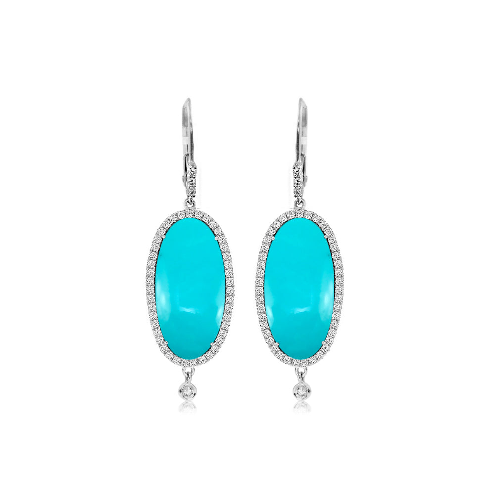 White Gold And Turquoise Earrings Meira T Boutique