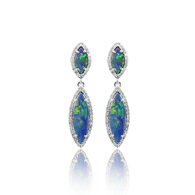 Opal Diamond Marquise Earrings