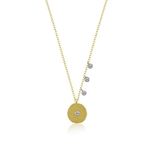 yellow gold signature off center disk necklace