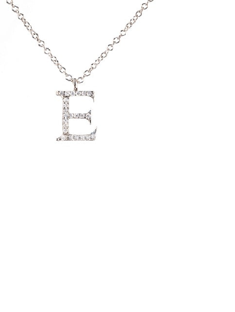 Charm pendant letter E with white stones gold plated