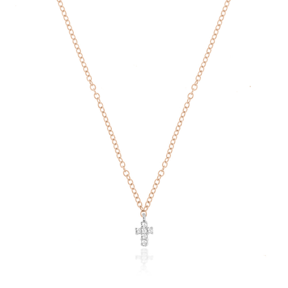 Dainty rose on sale gold cross necklace