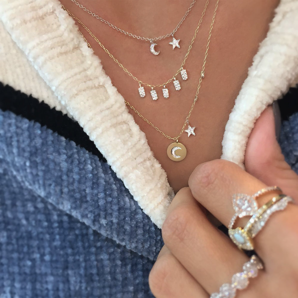 white gold Mini Moon and Star Necklace