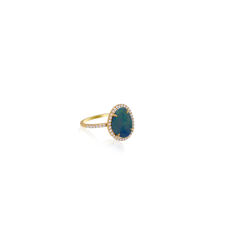 Boulder Opal and Diamond Ring