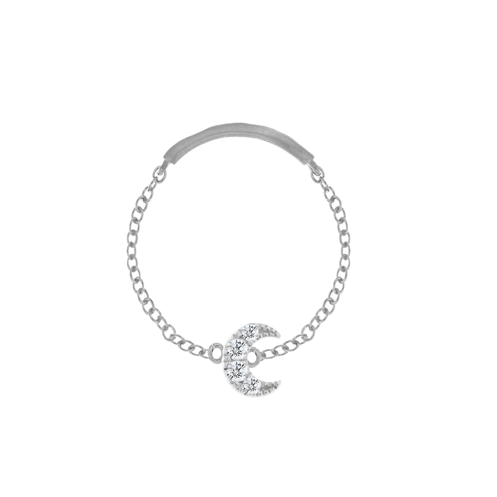 diamond moon chain ring